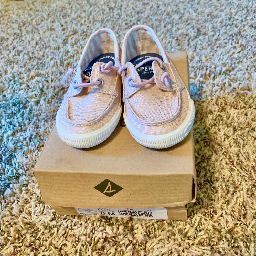 NEW Sperry Lounge Away Blush Sparkle Toddler